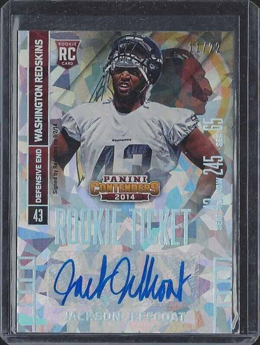 JACKSON JEFFCOAT 2014 CONTENDERS CRACKED ICE ROOKIE TICKET AUTO RC #D 11/22