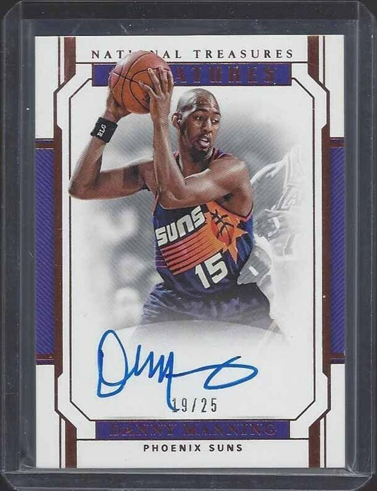 DANNY MANNING 2018-10 NATIONAL TREASURES SIGNATURES ON CARD AUTO #D 19/25