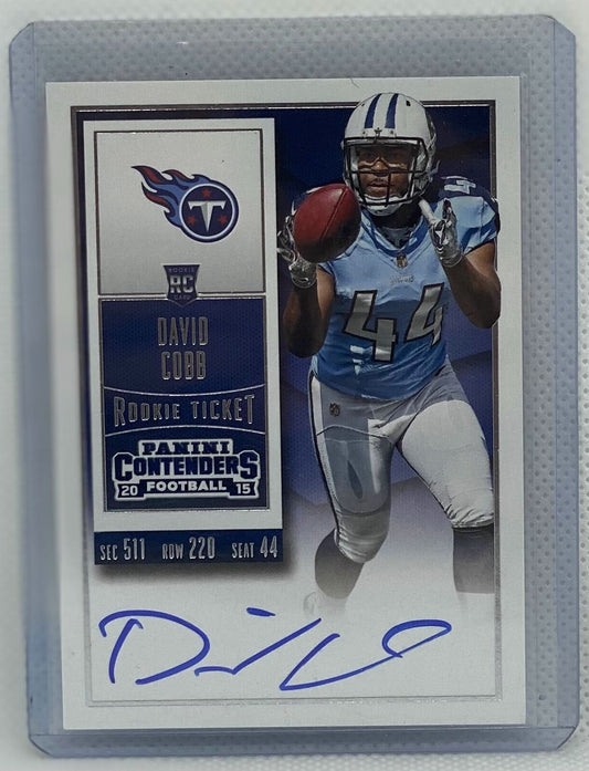 DAVID COBB 2015 CONTENDERS ROOKIE TICKET SP VARIATION ON CARD AUTO RC #208