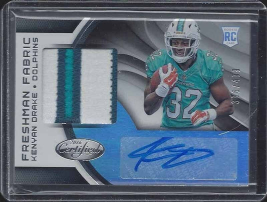 KENYAN DRAKE 2016 CERTIFIED FRESHMAN FABRIC 3 COLOR ROOKIE PATCH AUTO RC #D /499