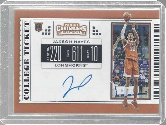 JAXSON HAYES 2019 CONTENDERS COLLEGE TICKET ROOKIE ON CARD AUTO RC #60