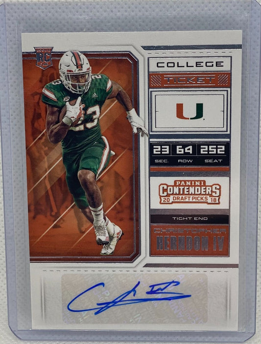 CHRISTOPHER HERNDON IV PANINI CONTENDERS DRAFT PICKS COLLEGE TICKET AUTO RC #195