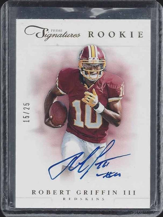ROBERT GRIFFIN III 2012 PANINI PRIME SIGNATURES GOLD ON CARD AUTO RC #D 15/25