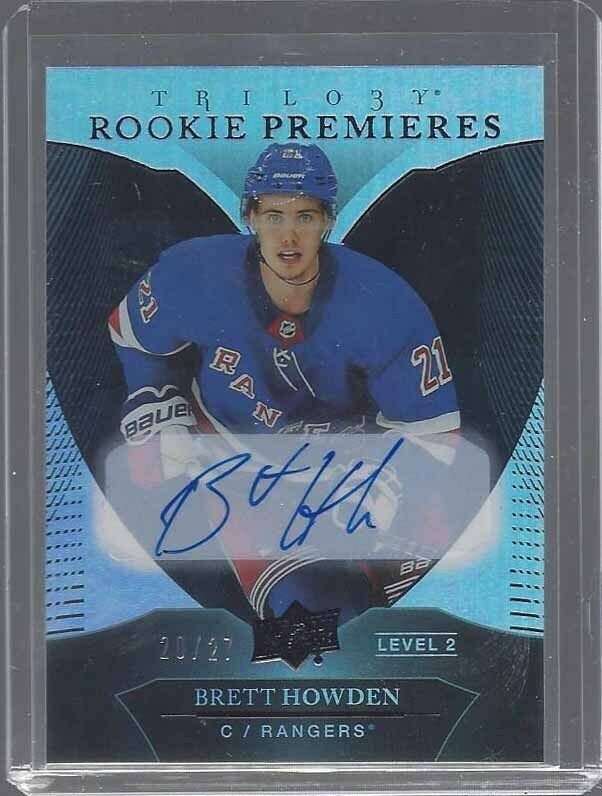 BRETT HOWDEN 2018-19 TRILOGY ROOKIE PREMIERES LEVEL 2 AUTO RC #D 20/27