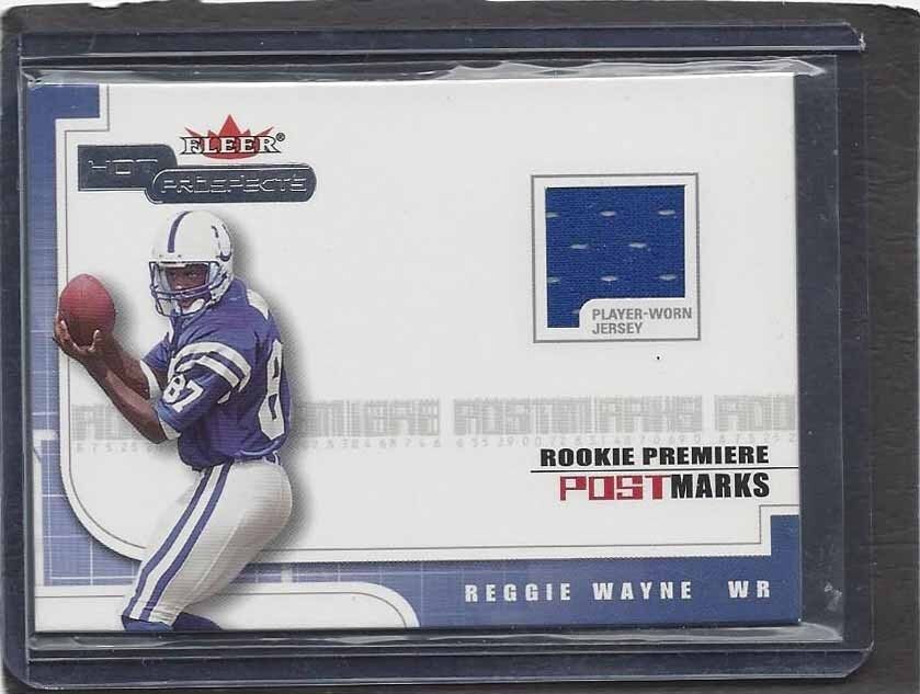 REGGIE WAYNE 2001 FLEER HOT PROSPECTS ROOKIE PREMIERE POST MARKS JERSEY RC /1875