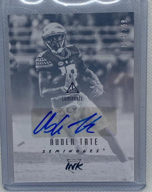 AUDEN TATE 2018 PANINI LUMINANCE ROOKIE INK AUTO RC #D 54/249