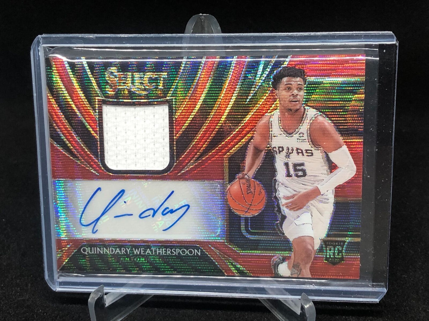 QUINNDARY WEATHERSPOON 2019-20 SELECT RED WAVE PRIZM TMALL ROOKIE JERSEY AUTO RC