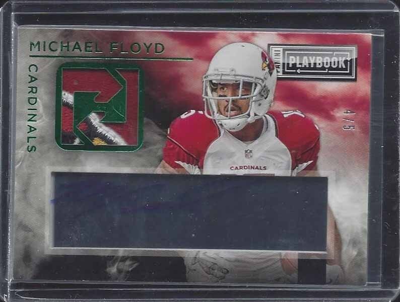 MICHAEL FLOYD 2014 PLAYBOOK ACETATE GREEN CARDINALS 4 COLOR LOGO PATCH AUTO /5