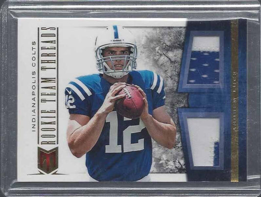 ANDREW LUCK 2012 MOMENTUM ROOKIE TEAM THREADS GOLD DUAL PATCH RC #D 21/49