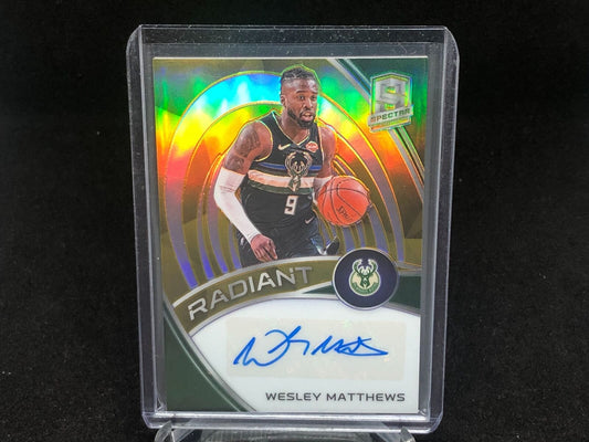 WESLEY MATTHEWS 2019-20 PANINI SPECTRA GOLD PRIZM RADIANT AUTO #D 5/10