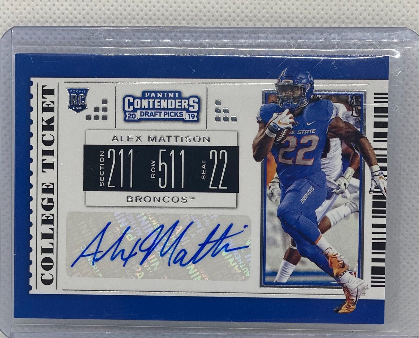 ALEX MATTISON 2019 PANINI DRAFT PICKS COLLEGE TICKET AUTO RC #301