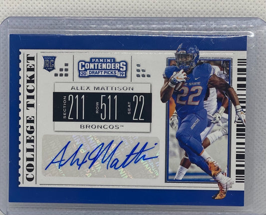 ALEX MATTISON 2019 PANINI DRAFT PICKS COLLEGE TICKET AUTO RC #301