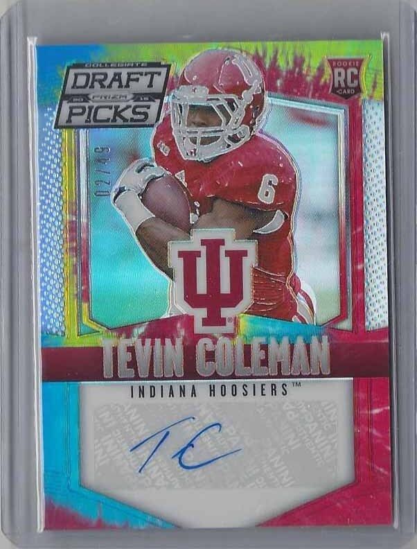 TEVIN COLEMAN 2015 PANINI PRIZM DRAFT PICKS TIE DYE PRIZMS ROOKIE AUTO RC #D /49