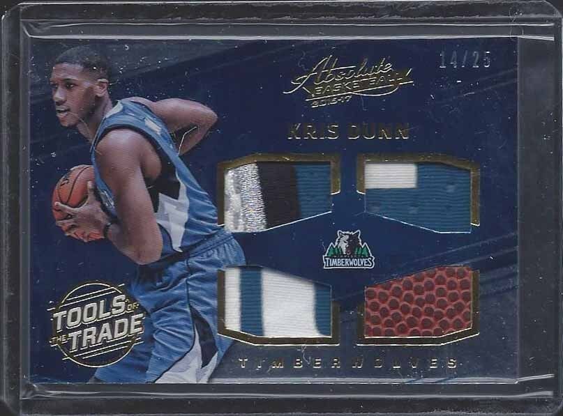KRIS DUNN 2016-17 ABSOLUTE TOOLS OF THE TRADE QUAD ROOKIE PATCH RC #D 14/25
