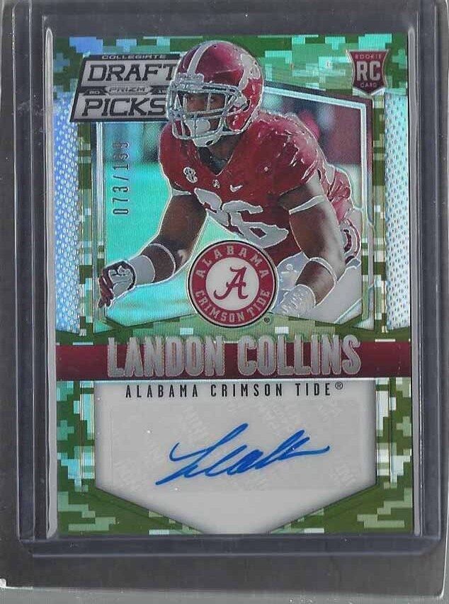 LANDON COLLINS 2015 PANINI PRIZM DRAFT PICKS CAMO PRIZMS AUTO RC #D 73/199