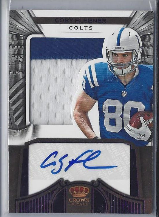 COBY FLEENER 2012 CROWN ROYALE PURPLE SILHOUETTE JUMBO PATCH ON CARD AUTO RC /25