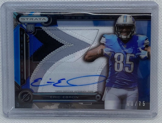 ERIC EBRON 2014 TOPPS STRATA CLEAR CUT BLUE PATCH ROOKIE ON CARD AUTO RC #D /75