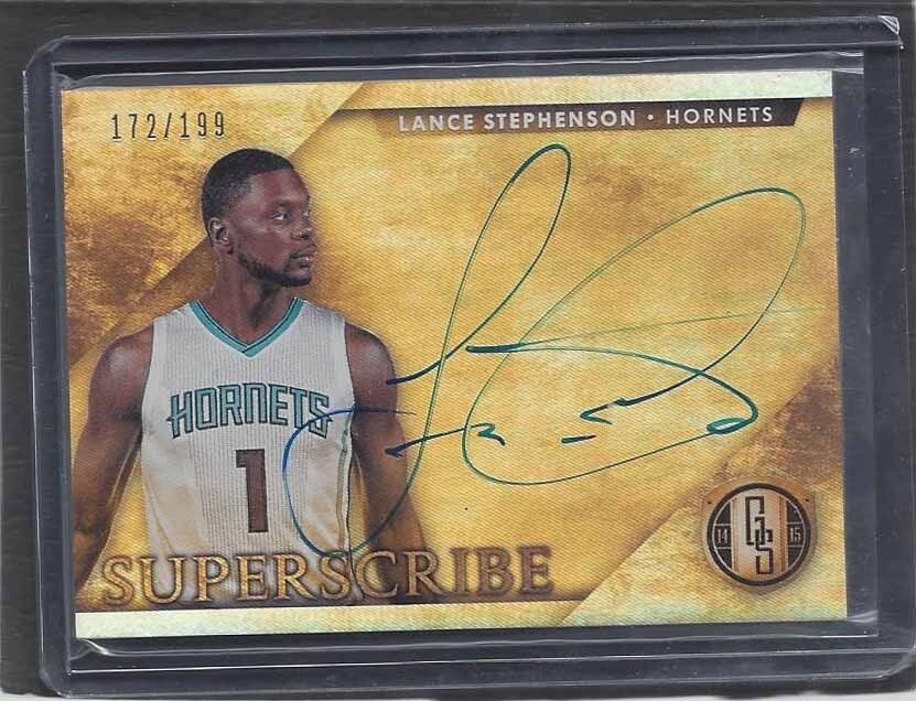 LANCE STEPHENSON 2014-15 GOLD STANDARD SUPERSCRIBE ON CARD AUTO #D 172/199