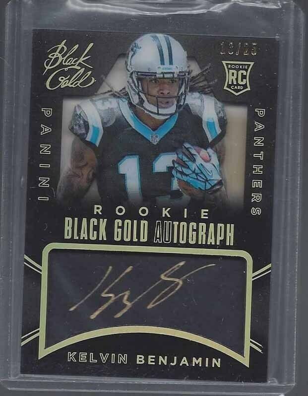 1/1 KELVIN BENJAMIN 2014 PANINI BLACK GOLD ON CARD AUTO RC #D 13/25 HIS JSY #13!