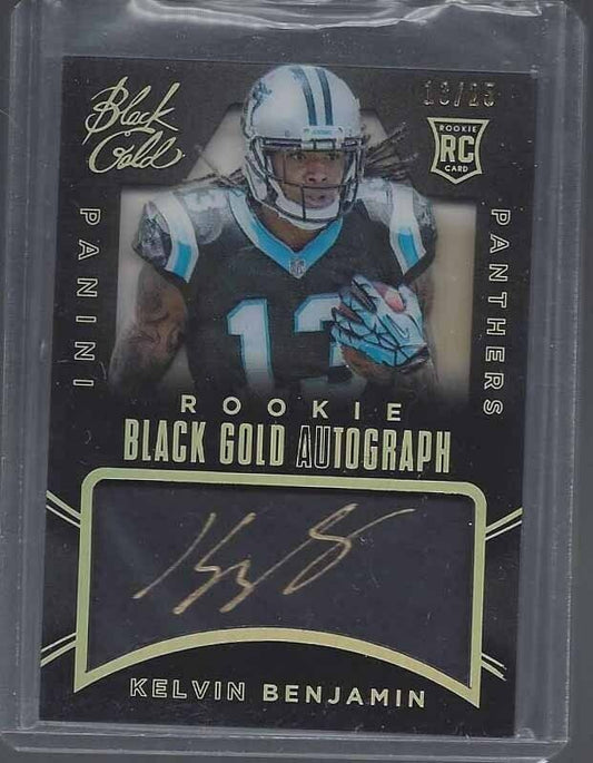1/1 KELVIN BENJAMIN 2014 PANINI BLACK GOLD ON CARD AUTO RC #D 13/25 HIS JSY #13!
