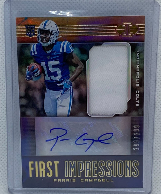PARRIS CAMPBELL 2019 PANINI ILLUSIONS JERSEY ROOKIE AUTO RC #D 299/299
