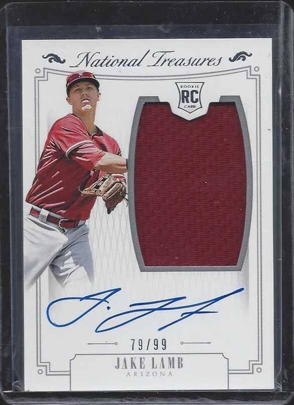 JAKE LAMB 2015 NATIONAL TREASURES RPA ROOKIE JUMBO PATCH ONCARD AUTO RC #D 79/99