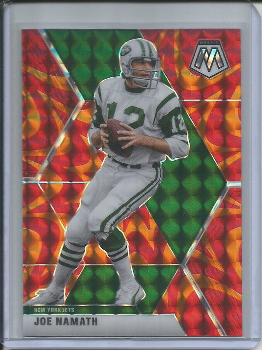 JOE NAMATH 2019-20 PANINI MOSAIC REACTIVE ORANGE PRIZM JETS