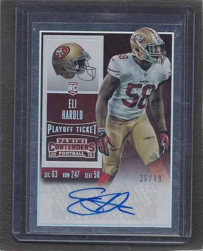 ELI HAROLD 2015 CONTENDERS PLAYOFF TICKET 49ERS AUTO RC #D 36/49