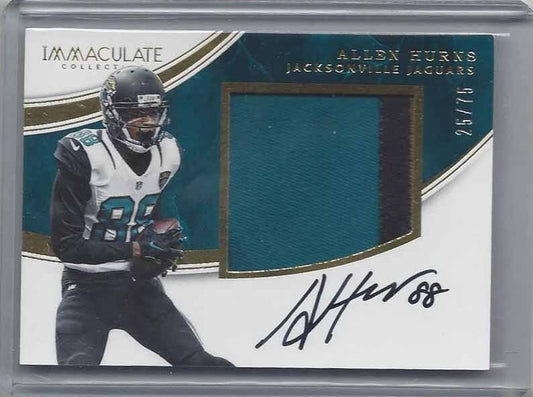 ALLEN HURNS 2016 IMMACULATE JUMO 2 COLOR JAGUARS PATCH ON CARD AUTO #D 25/75