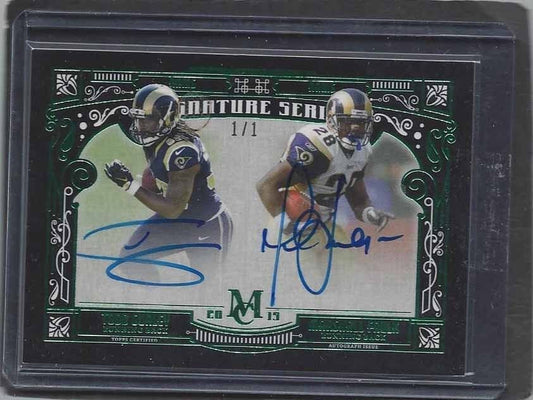 TODD GURLEY MARSHALL FAULK 2015 TOPPS MUSEUM GREEN SIGNATURE DUAL AUTO RC #D 1/1