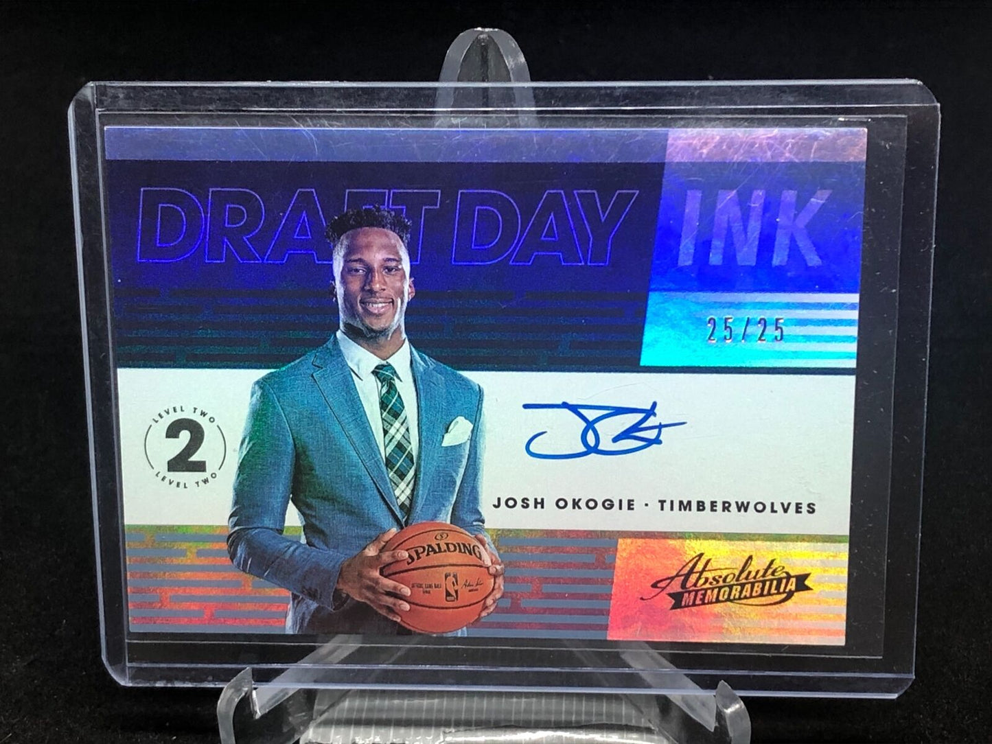 JOSH OKOGIE 2018-19 ABSOLUTE DRAFT DAY INK LEVEL 2 ON CARD AUTO RC #D 25/25