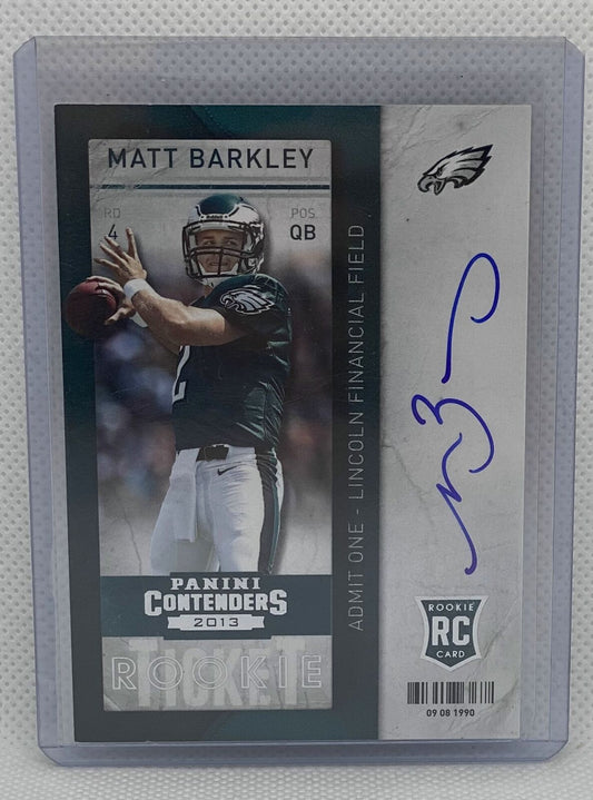MATT BARKLEY 2013 PANINI CONTENDERS ROOKIE TICKET ON CARD AUTO RC #226