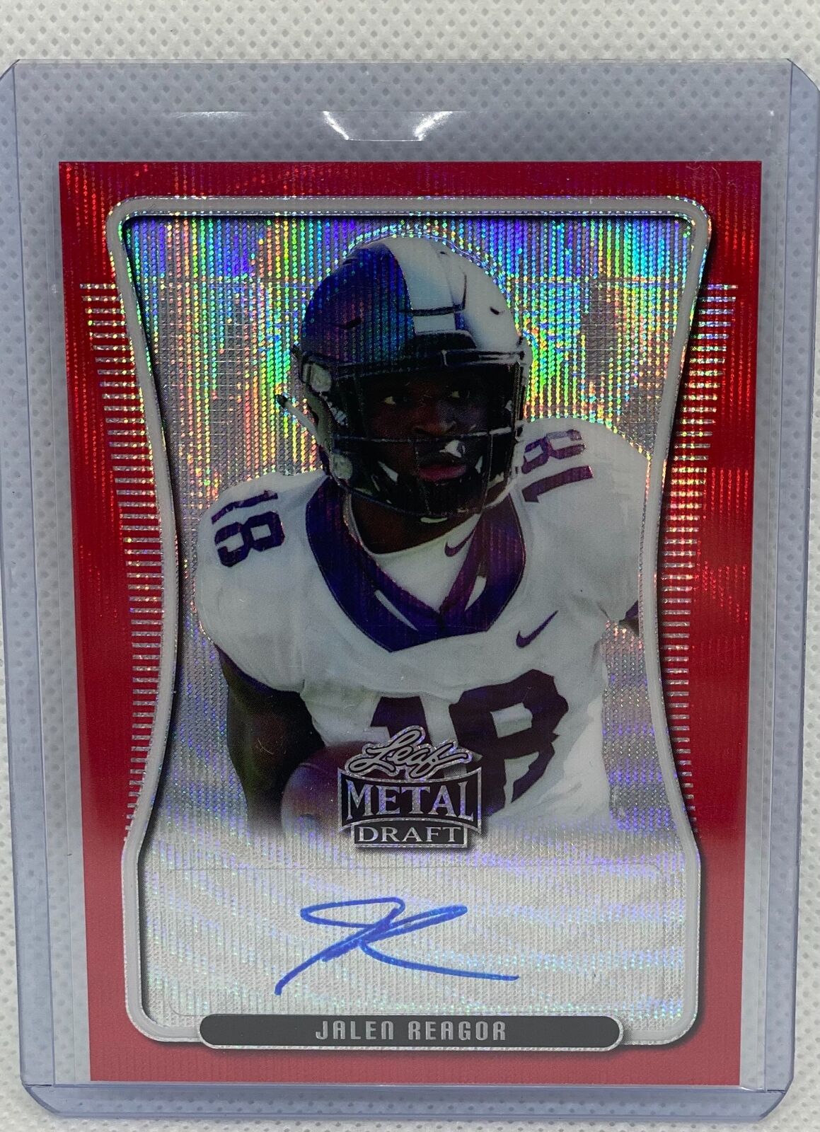 JALEN REAGOR 2020 LEAF METAL DRAFT RED WAVE AUTO RC #D 2/3