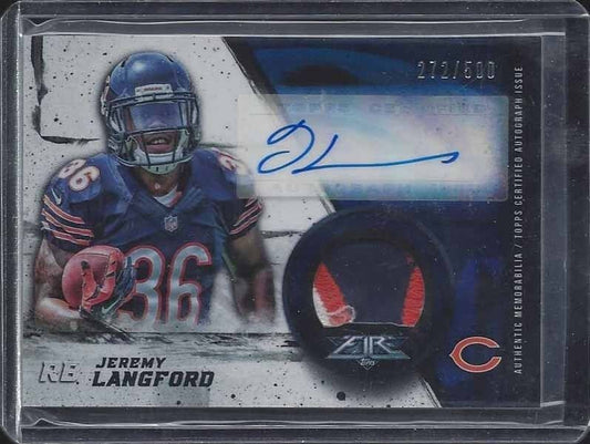 JEREMY LANGFORD 2015 TOPPS FIRE RPA 3 COLOR BEARS ROOKIE PATCH AUTO RC #D /500