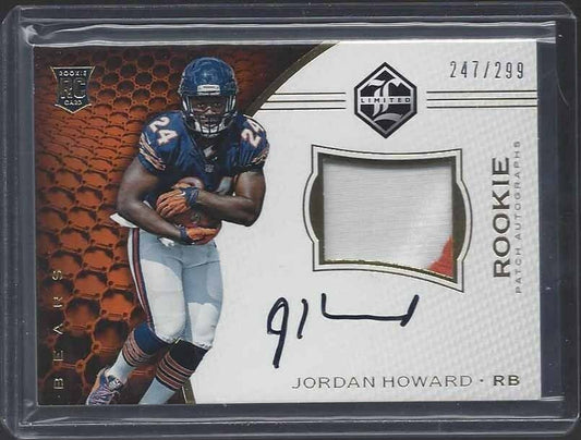 JORDAN HOWARD 2016 LIMITED RPA 2 COLOR ROOKIE PATCH ON CARD AUTO RC #D /299