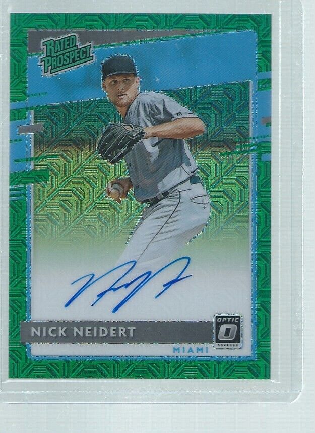 NICK NEIDERT 2020 DONRUSS OPTIC RATED PROSPECT ON CARD AUTO GREEN PROSPECT /99