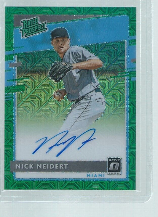 NICK NEIDERT 2020 DONRUSS OPTIC RATED PROSPECT ON CARD AUTO GREEN PROSPECT /99