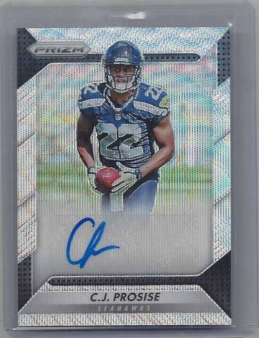 C.J. PROSISE 2016 PANINI PRIZM BLUE WAVE PRIZMS SEAHAWKS ROOKIE AUTO RC #D 7/149