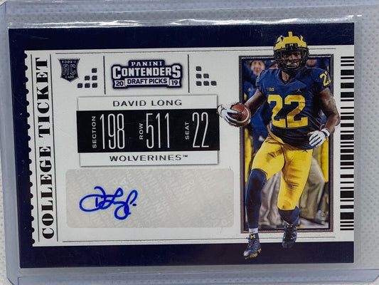 DAVID LONG 2019 CONTENDERS DRAFT PICKS COLLEGE TICKET AUTO RC #292