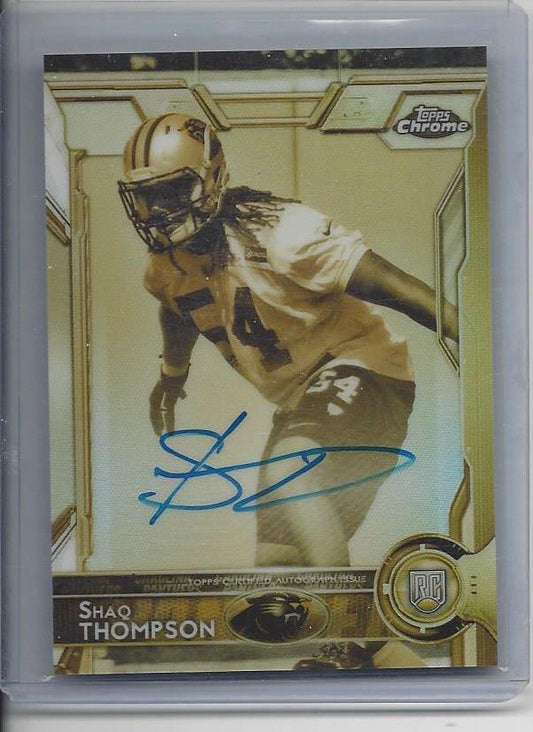 SHAQ THOMPSON 2015 TOPPS CHROME GOLD SEPIA REFRACTOR ON CARD AUTO RC #D 30/100