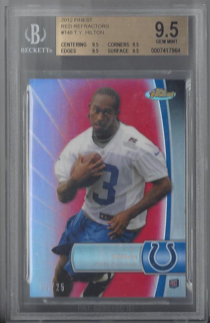 1/1 T.Y. HILTON 2012 TOPPS FINEST RED REFRACTOR RC #D 13/25 BGS 9.5 JERSEY #13!!