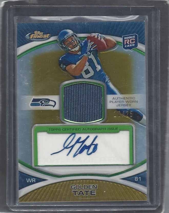 GOLDEN TATE 2010 TOPPS FINEST GOLD REFRACTOR RPA ROOKIE PATCH AUTO RC #D 16/25