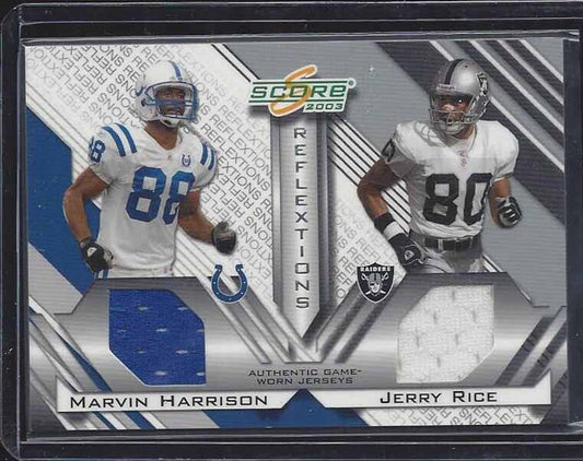 MARVIN HARRISON JERRY RICE 2003 SCORE REFLEXTIONS DUAL JERSEY #D 96/250