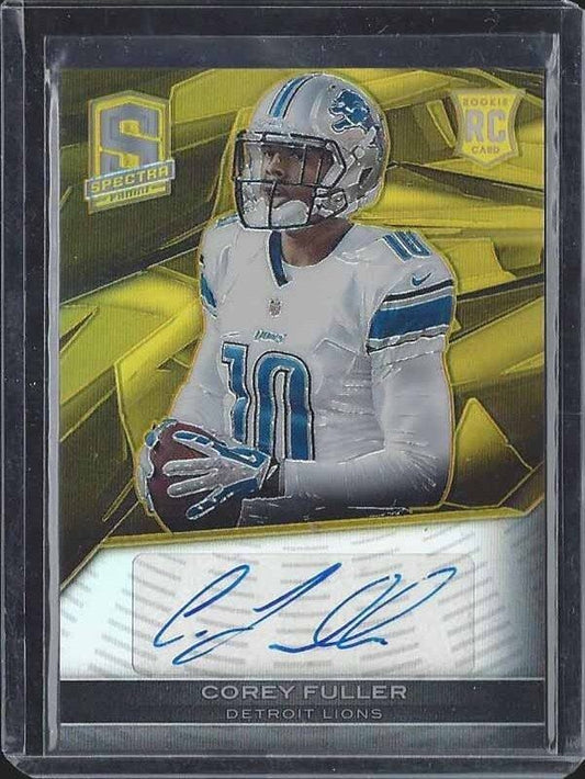 COREY FULLER 2013 SPECTRA GOLD PRIZM REFRACTOR LIONS ROOKIE AUTO RC #D 3/10