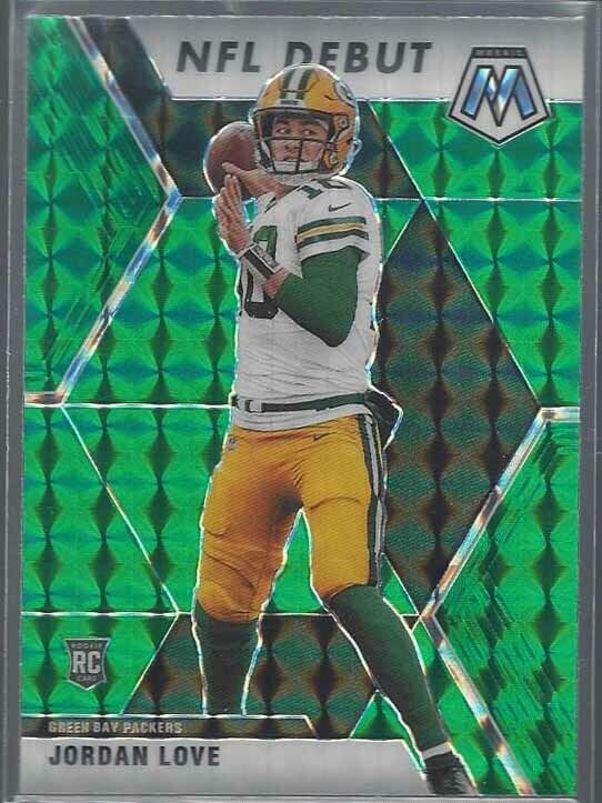JORDAN LOVE 2020 PANINI MOSAIC NFL DEBUT GREEN PRIZM RC #264