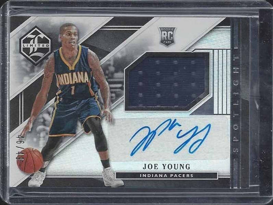 JOE YOUNG 2015-16 LIMITED SPOTLIGHT SILVER PACERS ROOKIE JERSEY AUTO RC #D 46/49