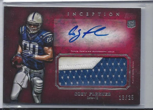 COBY FLEENER 2012 TOPPS INCEPTION RPA RED COLTS SAINTS ROOKIE PATCH AUTO RC /25