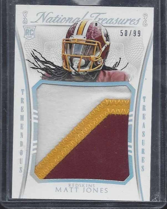 MATT JONES 2015 NATIONAL TREASURES TREMENDOUS JUMBO 3 COLOR PATCH RC #D 50/99
