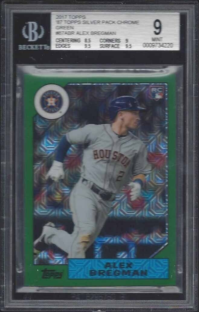 ALEX BREGMAN 2017 TOPPS '87 SILVER PACK GREEN REFRACTOR RC #D 98/150 BGS 9 MINT