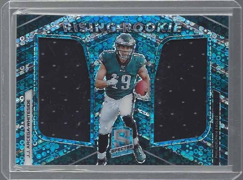 1/1 J.J. ARCEGA WHITESIDE 2019 SPECTRA RISING BLUE DUAL JERSEY RC 19/75 JSY #19!